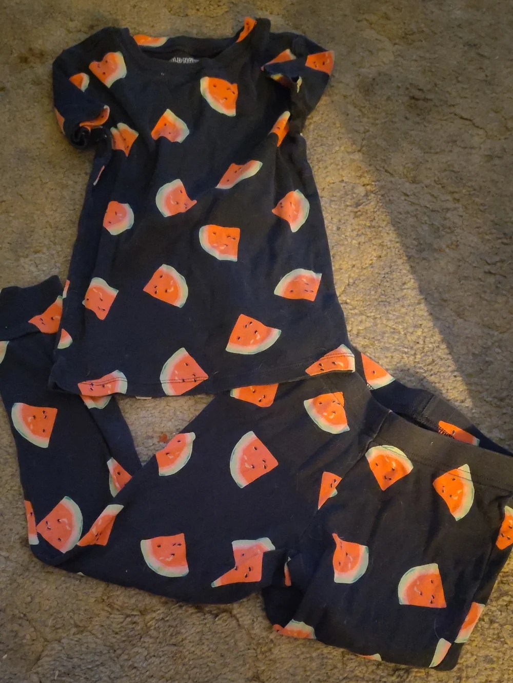 Old Navy Navy and Orange Watermelon Kids Pajama Set